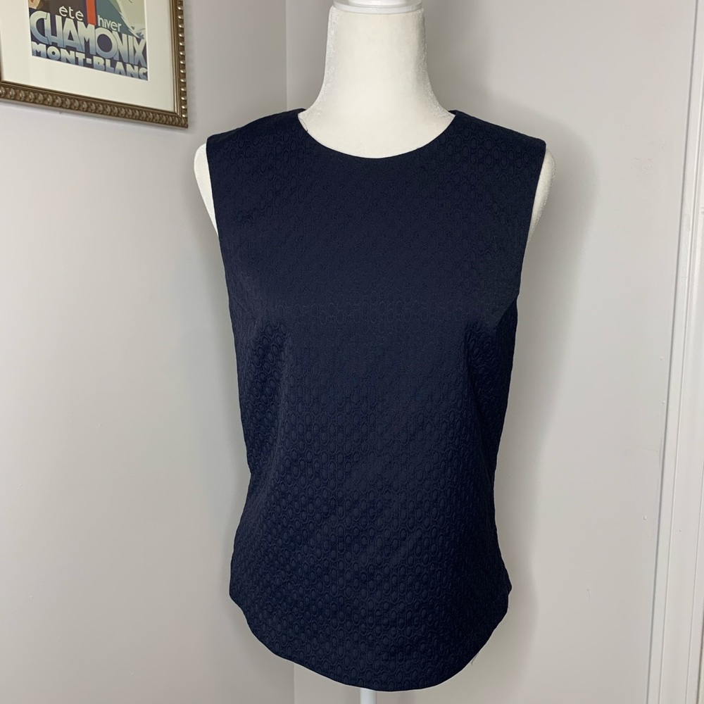 Theory navy sleeveless shell blouse professional